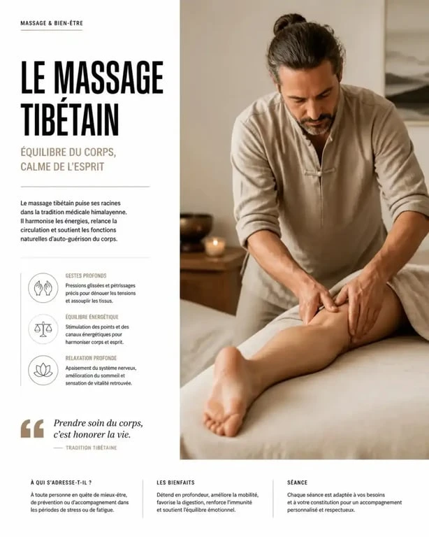 Massage tibétain paris 14 avec un praticien pendant une séance en cabine