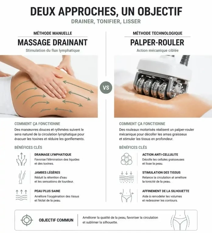 Comparatif des techniques de modelage du corps à Paris : drainage manuel versus lipomodelage technologique