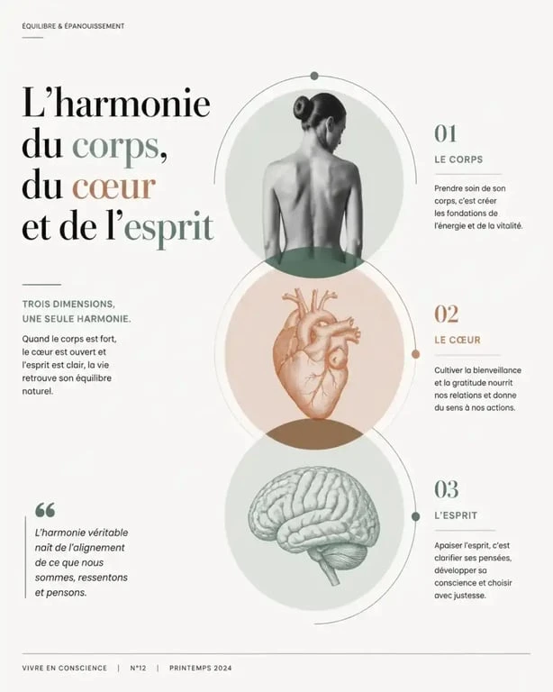 Illustration conceptuelle du Tantra Intégral : harmonie entre corps, cœur et esprit