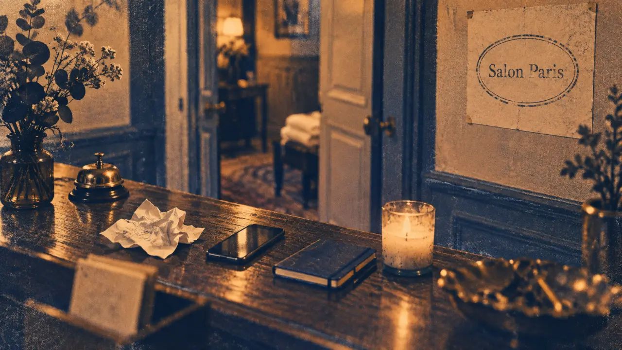 Salon massage sensuel Paris : bureau d’accueil avec bougie et serviette